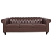 Eldridge 84" Dark Brown Polyurethane Rolled Arm Chesterfield Three Seater Sofa - Dark Brown Finish Frame - CAB2514