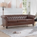 Eldridge 84" Dark Brown Polyurethane Rolled Arm Chesterfield Three Seater Sofa - Dark Brown Finish Frame - CAB2514