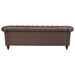 Eldridge 84" Dark Brown Polyurethane Rolled Arm Chesterfield Three Seater Sofa - Dark Brown Finish Frame - CAB2514