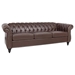 Eldridge 84" Dark Brown Polyurethane Rolled Arm Chesterfield Three Seater Sofa - Dark Brown Finish Frame - CAB2514