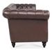 Eldridge 84" Dark Brown Polyurethane Rolled Arm Chesterfield Three Seater Sofa - Dark Brown Finish Frame - CAB2514