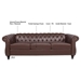 Eldridge 84" Dark Brown Polyurethane Rolled Arm Chesterfield Three Seater Sofa - Dark Brown Finish Frame - CAB2514