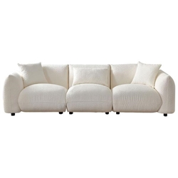 Marston 102 Mid-Century Modern 3-Seater Sofa - Beige Boucle - Eucalyptus Frame 