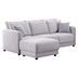 Jasmine Hill 85.5" Light Gray Linen Fabric Sofa with Ottoman and Pillows - Light Gray