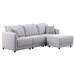 Jasmine Hill 85.5" Light Gray Linen Fabric Sofa with Ottoman and Pillows - Light Gray - CAB2518