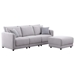 Jasmine Hill 85.5" Light Gray Linen Fabric Sofa with Ottoman and Pillows - Light Gray - CAB2518