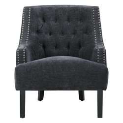 Orchard Accent Chair - Black Chenille Upholstery - Nailhead Trim 