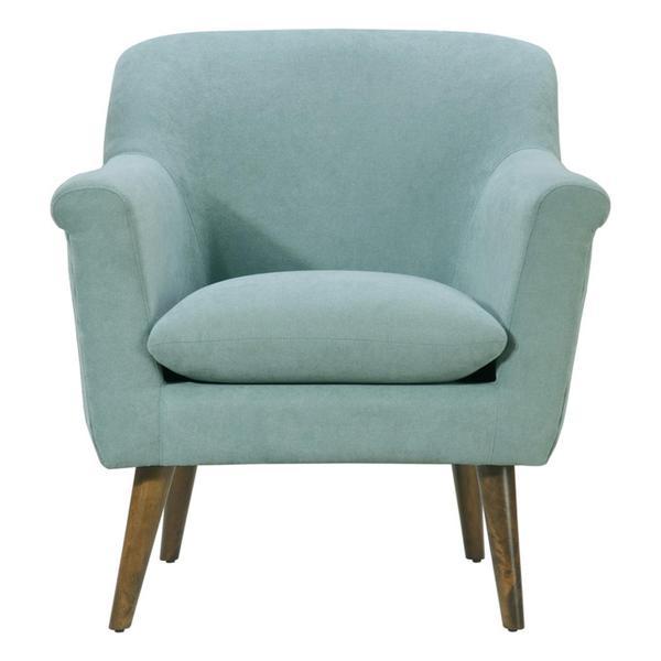 Xanaduine 31.5" Aquamarine Teal Woven Fabric Oversized Armchair - Walnut Finish Legs 