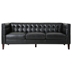 Vallenso 75" Faux Leather Sofa - 3 Seater with Tufted Back - Black Polyurethane - Birch Wood Legs