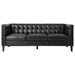 Vallenso 75" Faux Leather Sofa - 3 Seater with Tufted Back - Black Polyurethane - Birch Wood Legs - CAB2531