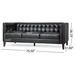 Vallenso 75" Faux Leather Sofa - 3 Seater with Tufted Back - Black Polyurethane - Birch Wood Legs - CAB2531