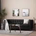 Vallenso 75" Faux Leather Sofa - 3 Seater with Tufted Back - Black Polyurethane - Birch Wood Legs - CAB2531