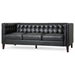 Vallenso 75" Faux Leather Sofa - 3 Seater with Tufted Back - Black Polyurethane - Birch Wood Legs - CAB2531