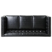 Vallenso 75" Faux Leather Sofa - 3 Seater with Tufted Back - Black Polyurethane - Birch Wood Legs - CAB2531