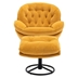 Terraverd Accent Chair with Ottoman - Yellow Velvet - Black Metal Legs