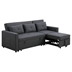 Quorra 79.75" Dark Gray Linen Convertible Sleeper Sofa with Side Pocket - Dark Gray Linen Fabric