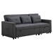 Quorra 79.75" Dark Gray Linen Convertible Sleeper Sofa with Side Pocket - Dark Gray Linen Fabric - CAB2541