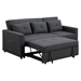 Quorra 79.75" Dark Gray Linen Convertible Sleeper Sofa with Side Pocket - Dark Gray Linen Fabric - CAB2541