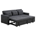 Quorra 79.75" Dark Gray Linen Convertible Sleeper Sofa with Side Pocket - Dark Gray Linen Fabric - CAB2541