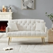 Lyrista 55" 2 Seater Loveseat - Cream White Teddy Fabric - Gold Metal Legs - CAB2554