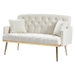 Lyrista 55" 2 Seater Loveseat - Cream White Teddy Fabric - Gold Metal Legs - CAB2554