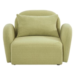 Fairview Lazy Sofa Chair - Light Green Teddy Fabric - Black Plastic Legs 