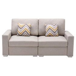 Atrius 67" Loveseat with Pillows and Interchangeable Legs - Beige Linen Fabric 