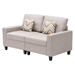 Atrius 67" Loveseat with Pillows and Interchangeable Legs - Beige Linen Fabric - CAB2569