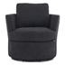 Vista Point Swivel Accent Chair - Black Polyester - Black Iron Legs