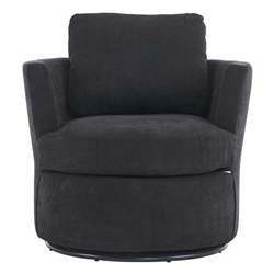 Vista Point Swivel Accent Chair - Black Polyester - Black Iron Legs 