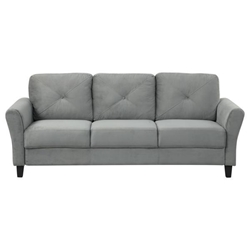 Misty Dawn 74" Sofa - Dark Grey Polyester Fabric - Rubberwood Frame and Legs 