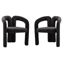 Kaspar Accent Dining Chair - Black Velvet - Set of 2 