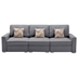 Nimbora 95.5" Gray Linen Fabric Sofa with Pillows and Interchangeable Legs - Gray Linen Fabric - Silver and Black Plastic Legs