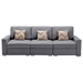 Nimbora 95.5" Gray Linen Fabric Sofa with Pillows and Interchangeable Legs - Gray Linen Fabric - Silver and Black Plastic Legs - CAB2585