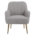 Zouch Accent Chair - Grey Faux Fur - Golden Finish Legs