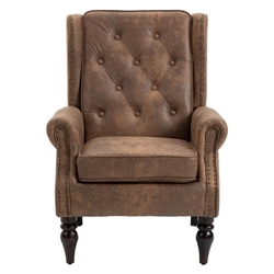 Cumberland Accent Chair - Coffee Microsuede - Black Rubber Wood Legs 