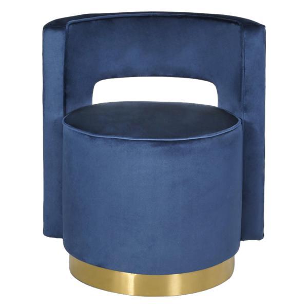 Torvexa Accent Chair - Blue Velvet - Copper Base 