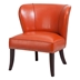 Veda Accent Chair - Armless Wingback - Orange Faux Leather - Espresso Finish Legs