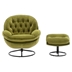 Terraverd Accent Chair with Ottoman - Fruit Green Velvet - Black Metal Legs