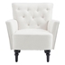 Asteria Mid-Century Modern Accent Armchair - Cream Linen Upholstery - Solid Wood Legs