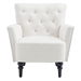 Asteria Mid-Century Modern Accent Armchair - Cream Linen Upholstery - Solid Wood Legs - CAB2619