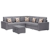 Quintess 95.5" Sectional Sofa with Pillows, Storage Ottoman, and Interchangeable Legs - Gray Linen Fabric