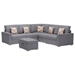 Quintess 95.5" Sectional Sofa with Pillows, Storage Ottoman, and Interchangeable Legs - Gray Linen Fabric - CAB2632