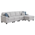 Vylonie 119 5 Seater Sofa and Ottoman - Light Gray Linen - Plastic Legs