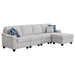 Vylonie 119 5 Seater Sofa and Ottoman - Light Gray Linen - Plastic Legs - CAB2638