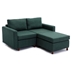 Davenport 61" Sectional Loveseat with 1 Ottoman - Green Linen Fabric - Rubberwood Frame