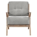 Thornhill Accent Chair - Gray Upholstery - Solid Rubberwood Frame - Wire Brushed Antique Natural Finish - CAB2643