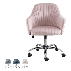 Solarae Accent Chair - Pink Velvet - Stainless Steel Legs 