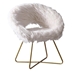 Eldrida Faux Fur Upholstered Accent Chair - White - Gold Finish Frame