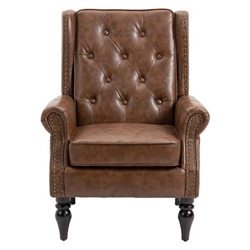 Cumberland Accent Chair - Brown Polyurethane - Black Finish Legs 